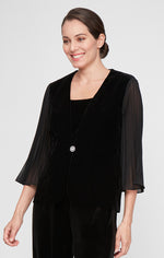 Petite 3/4 Sleeve Twinset with Scoop Neck Tank & Pleated Sleeve Jacket