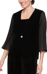 Petite 3/4 Sleeve Twinset with Scoop Neck Tank & Pleated Sleeve Jacket