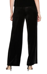 Straight Leg Velvet Pant with Satin Panel Detail