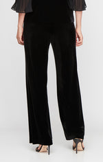 Petite Straight Leg Velvet Pant with Satin Panel Detail