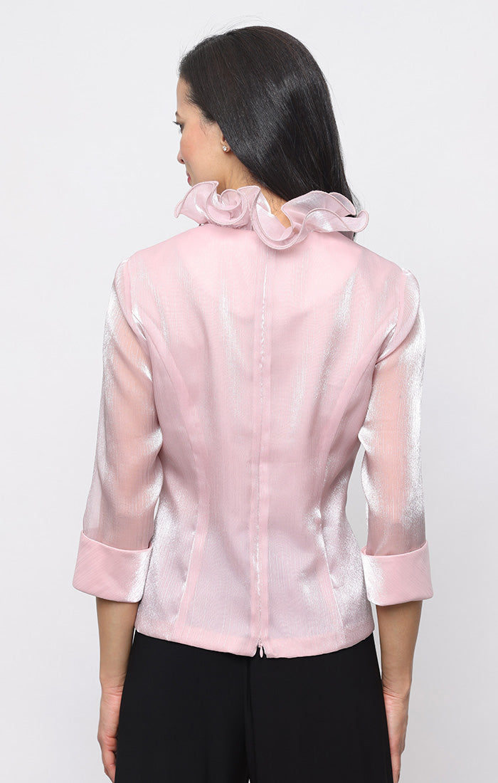 Chiffon Blouse with Ruffle Neckline