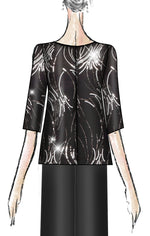 Petite - 3/4 Sleeve Firework Sequin Twinset with Scoop Neck Tank and Hook Neck Jacket