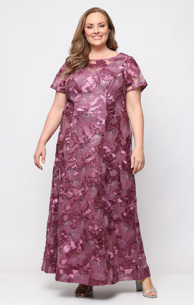 alex evenings soutache dress Plus Size A-Line Evening Gown length sophistication designed for Size:BOY-XS-2T-FAMILY Eliza J Petite Lace-bodice shirt-size-16-34-35