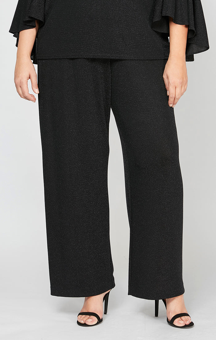 Plus Straight Leg Metallic Knit Pant