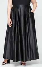 Plus Satin Ballgown Skirt with Pockets and Inverted Pleat Detail