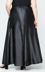 Plus Satin Ballgown Skirt with Pockets and Inverted Pleat Detail