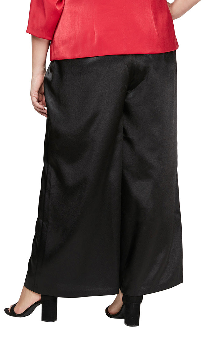 Plus Wide Leg Satin Pant