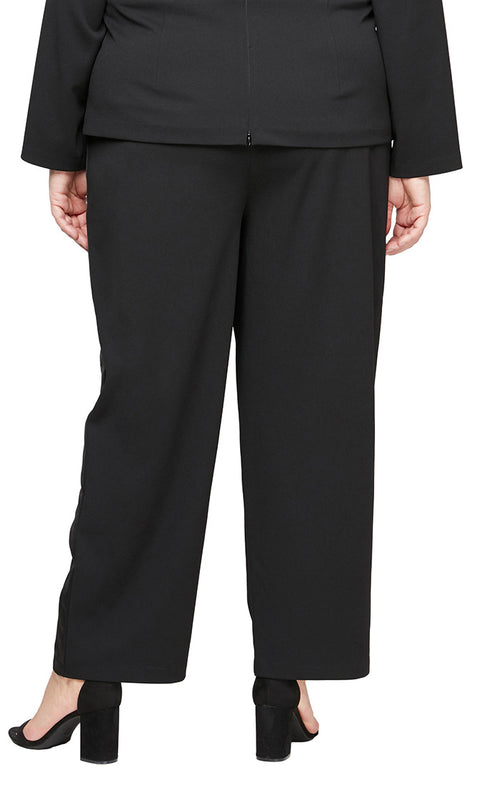 Plus Satin Tuxedo Stripe Crepe Pant