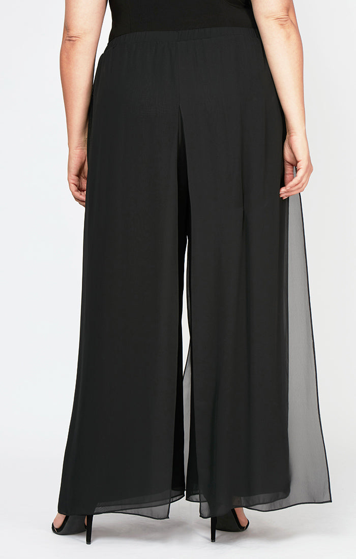 Plus Chiffon Wide-Leg Carwash Pant