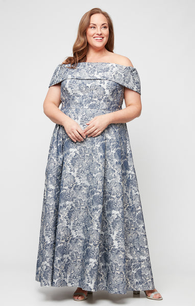 Alex Evenings Plus Melanie Off-The-Shoulder Ballgown SILVER MULTI / 18W