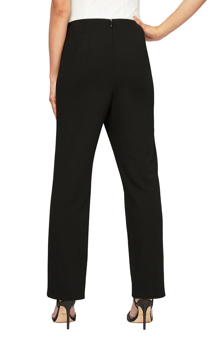 Two-Piece Pantsuit with Embroidered Tulle Mock Twinset & Crepe Pant