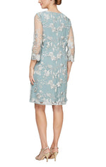 Elongated Lace Mock Jacket with Jersey Sheath Dress - alexevenings.com