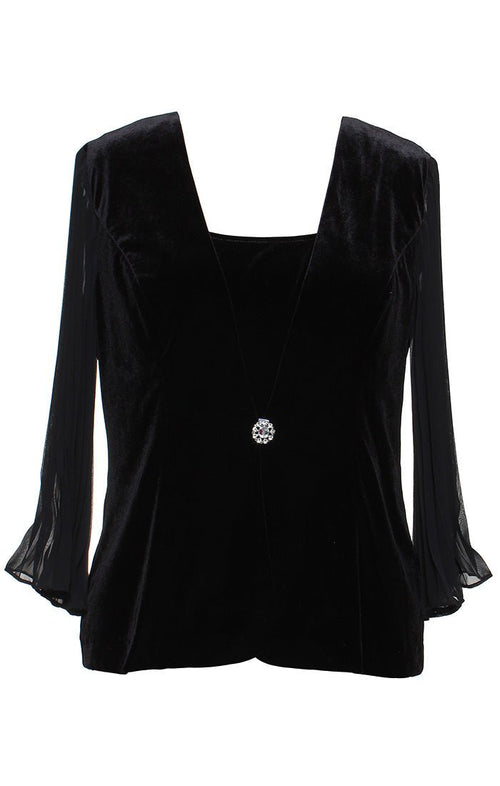 Petite 3/4 Sleeve Twinset with Scoop Neck Tank & Pleated Sleeve Jacket - alexevenings.com