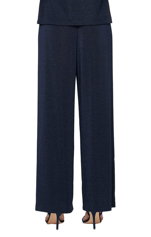 Petite Straight Leg Metallic Knit Pant - alexevenings.com