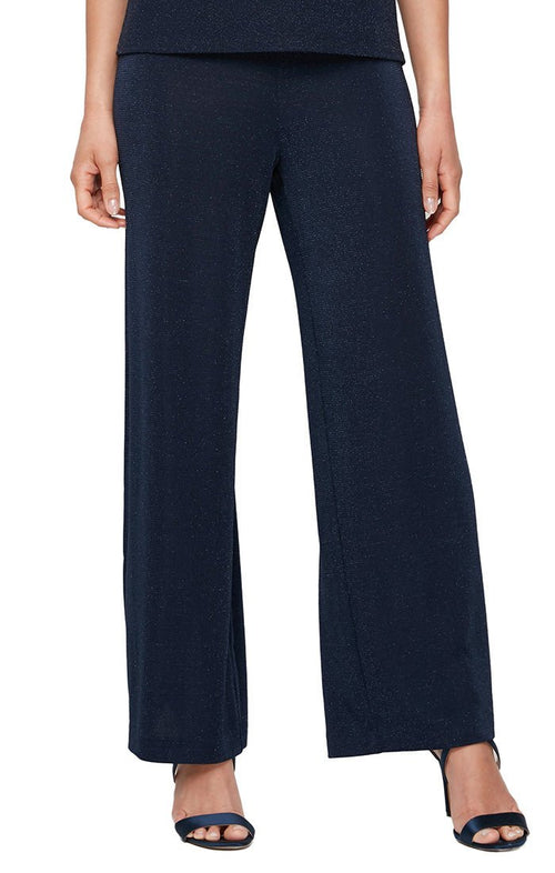 Petite Straight Leg Metallic Knit Pant - alexevenings.com