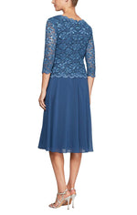 Petite Tea - Length Dress with Sequin Lace Bodice & Chiffon Skirt - alexevenings.com