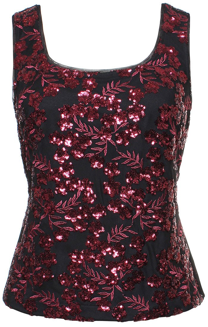 Plus 3/4 Sleeve Embroidered Sequin Twinset with Center Front Closure Peplum Hem Jacket - alexevenings.com