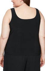 Plus 3/4 Sleeve Illusion Twinset with Solid Scoop Neck Tank - alexevenings.com
