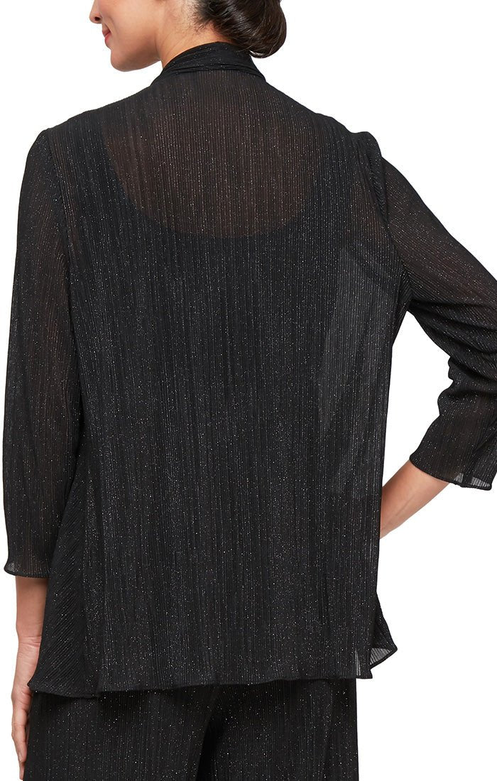 Plus 3/4 Sleeve Twinset with Scoop Neck Tank and Elongated Open Jacket - alexevenings.com