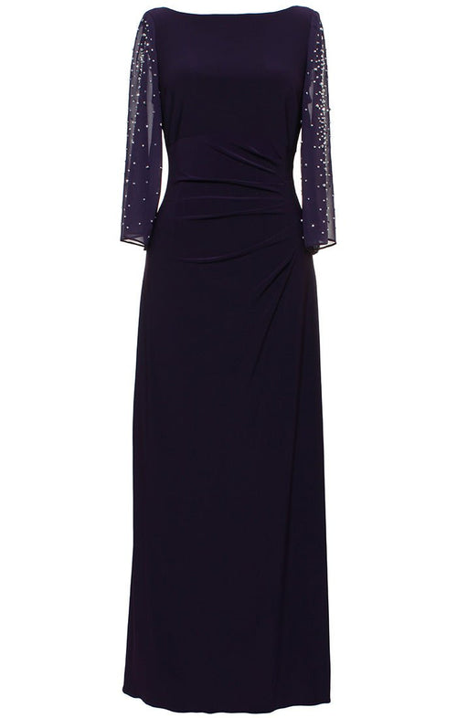 Plus Matte Jersey Embellished Sleeve Dress with Split Sleeve Detail - alexevenings.com