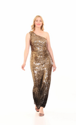 Long Sequin Ombre One Shoulder Dress