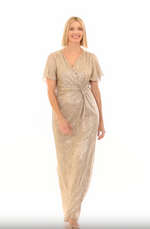 *Plus Surplice Neckline Metallic Knit Dress with Knot Front Detail