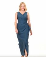 Sleeveless Compression Sheath Gown with Cascade Detail Skirt and Beaded Hip Detail