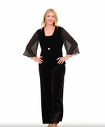 Petite Three-Piece Velvet Pantsuit