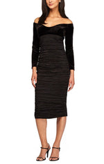 Short Off The Shoulder Empire Waist Sheath Dress - alexevenings.com