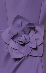 Short Sleeveless Compression Sheath Dress with Flower Detail at Hip - alexevenings.com
