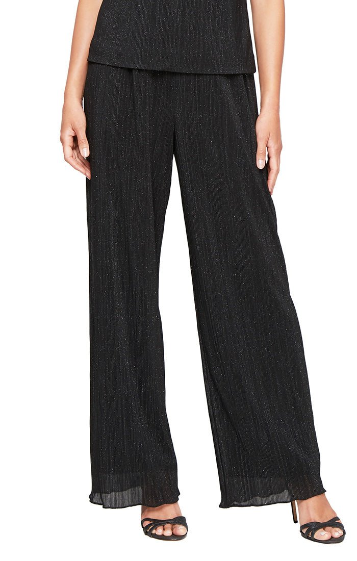 Straight Leg Glitter Mesh Pant - alexevenings.com