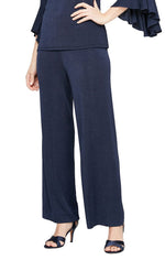 Straight Leg Metallic Knit Pant - alexevenings.com