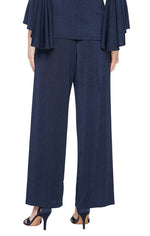 Straight Leg Metallic Knit Pant - alexevenings.com