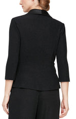 3/4 Sleeve Side Closure Blouse with Collar and Embellishment Detail - alexevenings.com