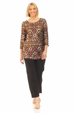3/4 Sleeve Boatneck Tunic Sequin Blouse