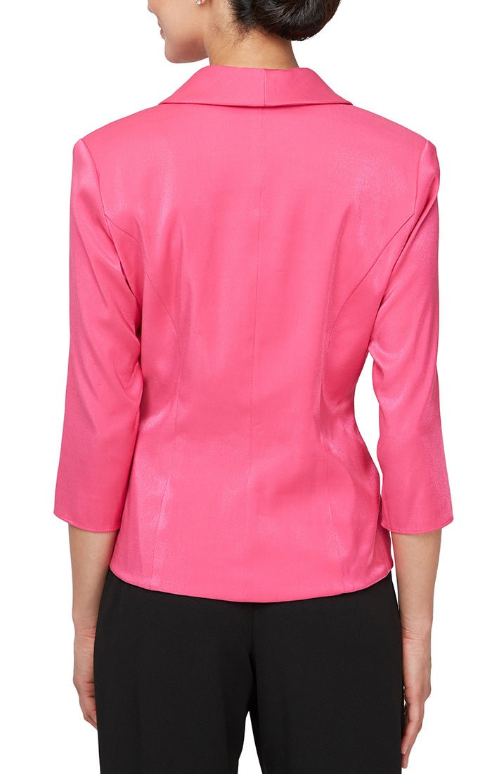 Collared Organza Blouse with Decorative Side Closure - alexevenings.com