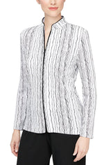Drizzle Printed Zip Jacket With Long Sleeves - alexevenings.com
