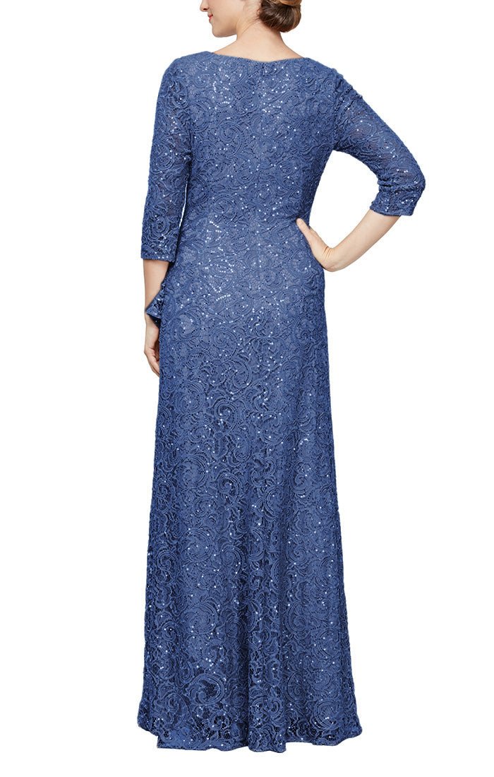 Jolie Moi Paige 3/4 Sleeve Flared Dress, Pale Blue at John Lewis & Partners