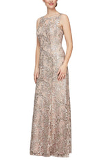 Long Embroidered Tulle Sleeveless Gown with Sweetheart Illusion Neckline and Matching Shawl - alexevenings.com