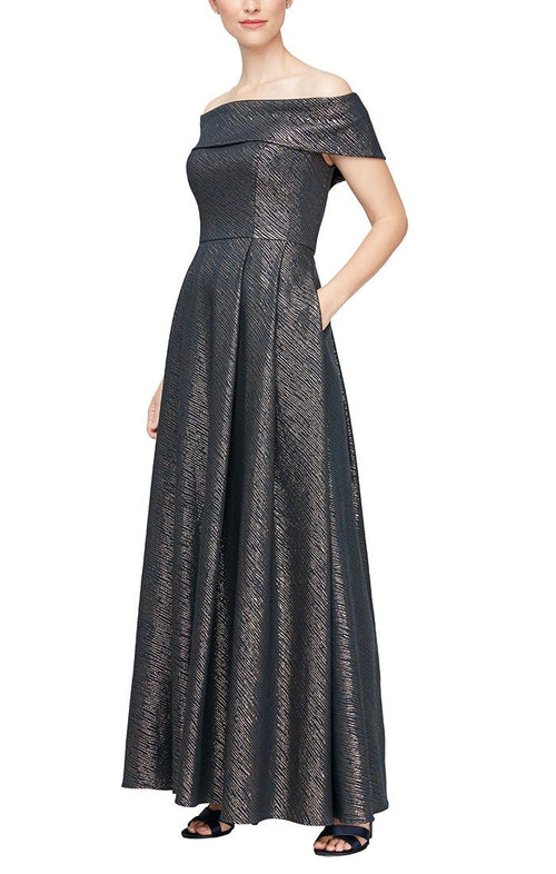 Long Off the Shoulder Ballgown with Pockets - alexevenings.com
