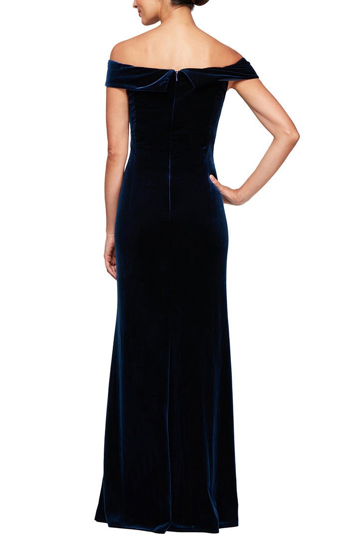 Navy Blue Velvet Long A-line Simple Style Bridesmaid Dresses, Elegant –  Cutedressy