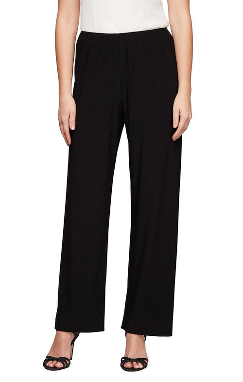 Petite Matte Jersey Straight Leg Long Pant - alexevenings.com