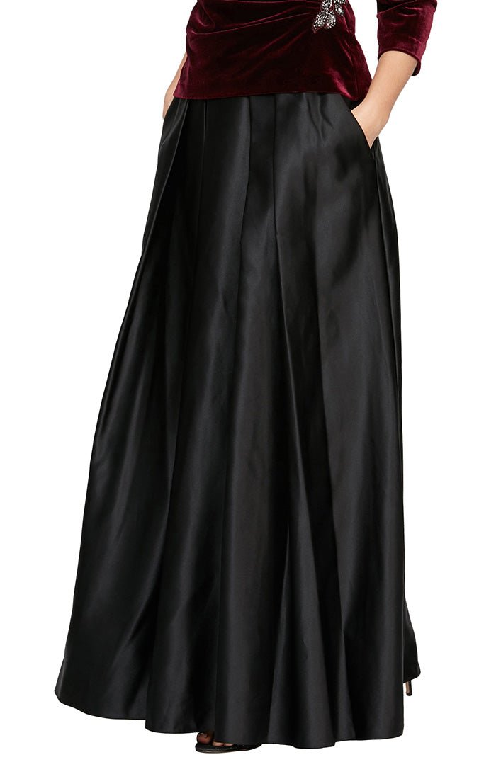 Petite Satin Ballgown Skirt with Pockets and Inverted Pleat Detail - alexevenings.com