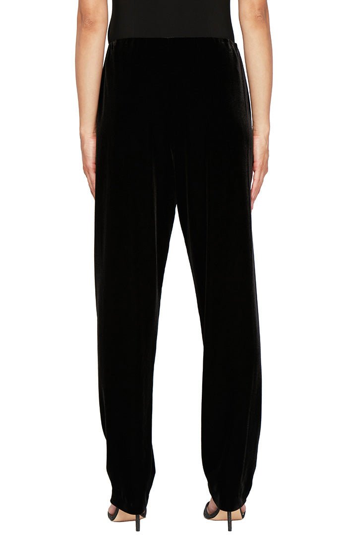 Petite Slim Leg Velvet Pant with Elastic Waist - alexevenings.com