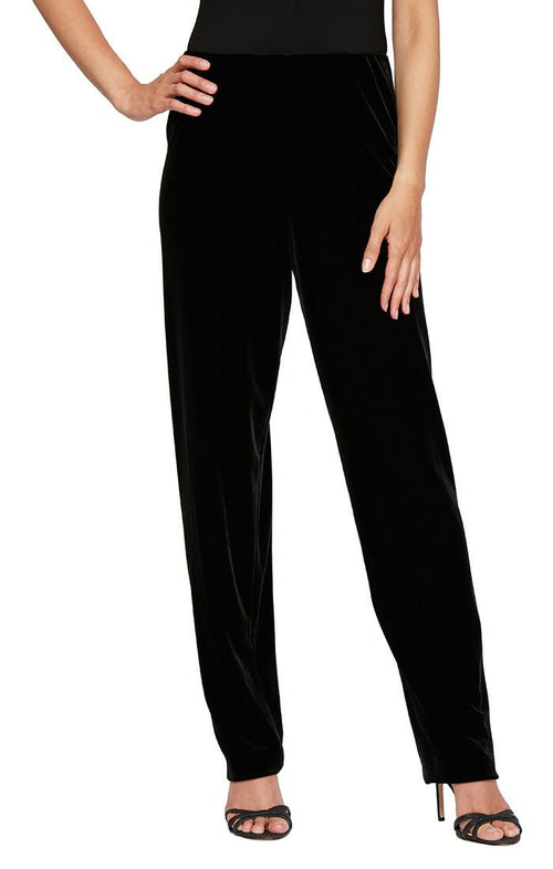 Petite Slim Leg Velvet Pant with Elastic Waist - alexevenings.com