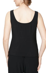 Plus - 3/4 Sleeve Elongated Twinset with Solid Scoop Neck Tank and Open Jacket - alexevenings.com