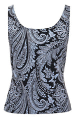 Plus 3/4 Sleeve Printed Glitter Twinset with Scoop Neck Tank - alexevenings.com