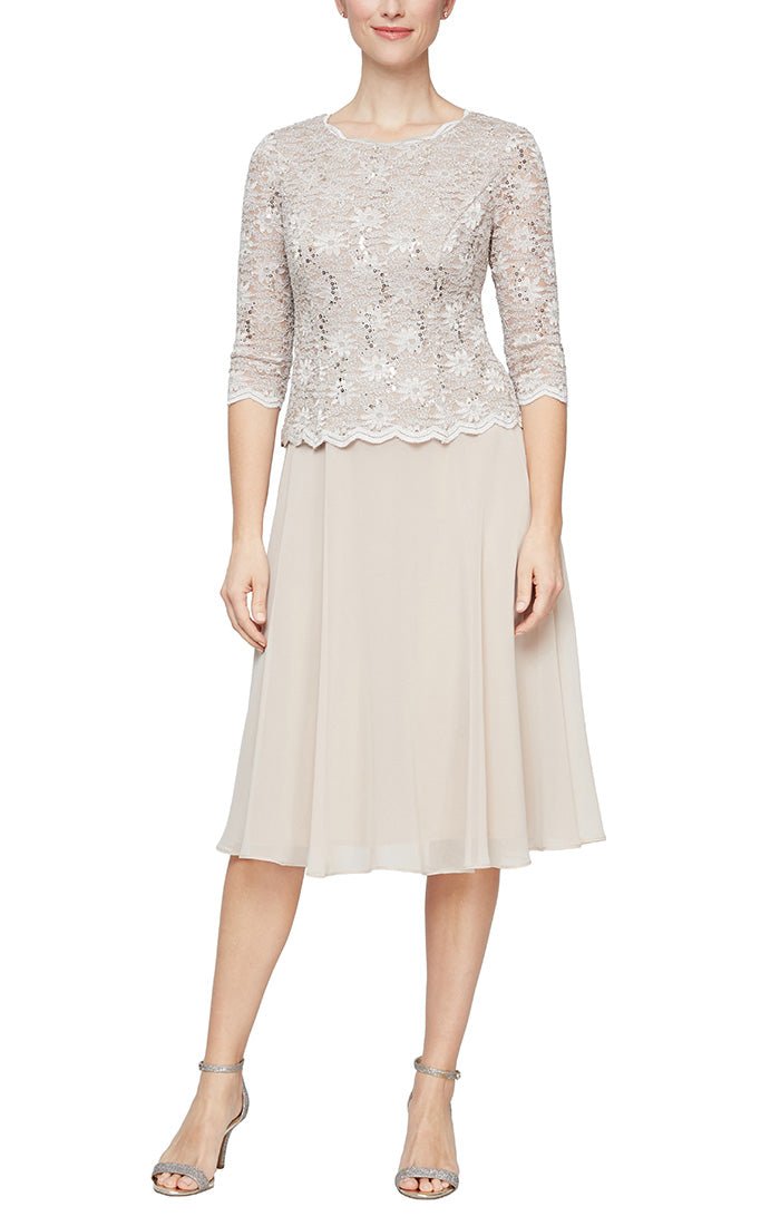 Plus Size Sequin Lace Tea Length Formal Dress - Plus Size Party Dress –  SleekTrends