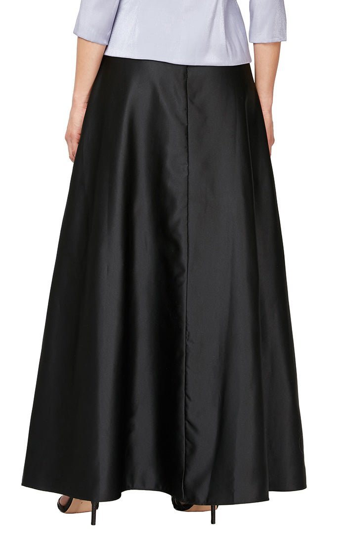 Satin Ballgown Skirt with Pockets and Inverted Pleat Detail - alexevenings.com