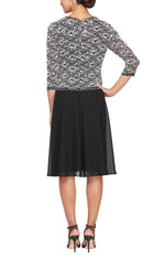 Short Dress with Full Skirt and Scallop Detail - alexevenings.com